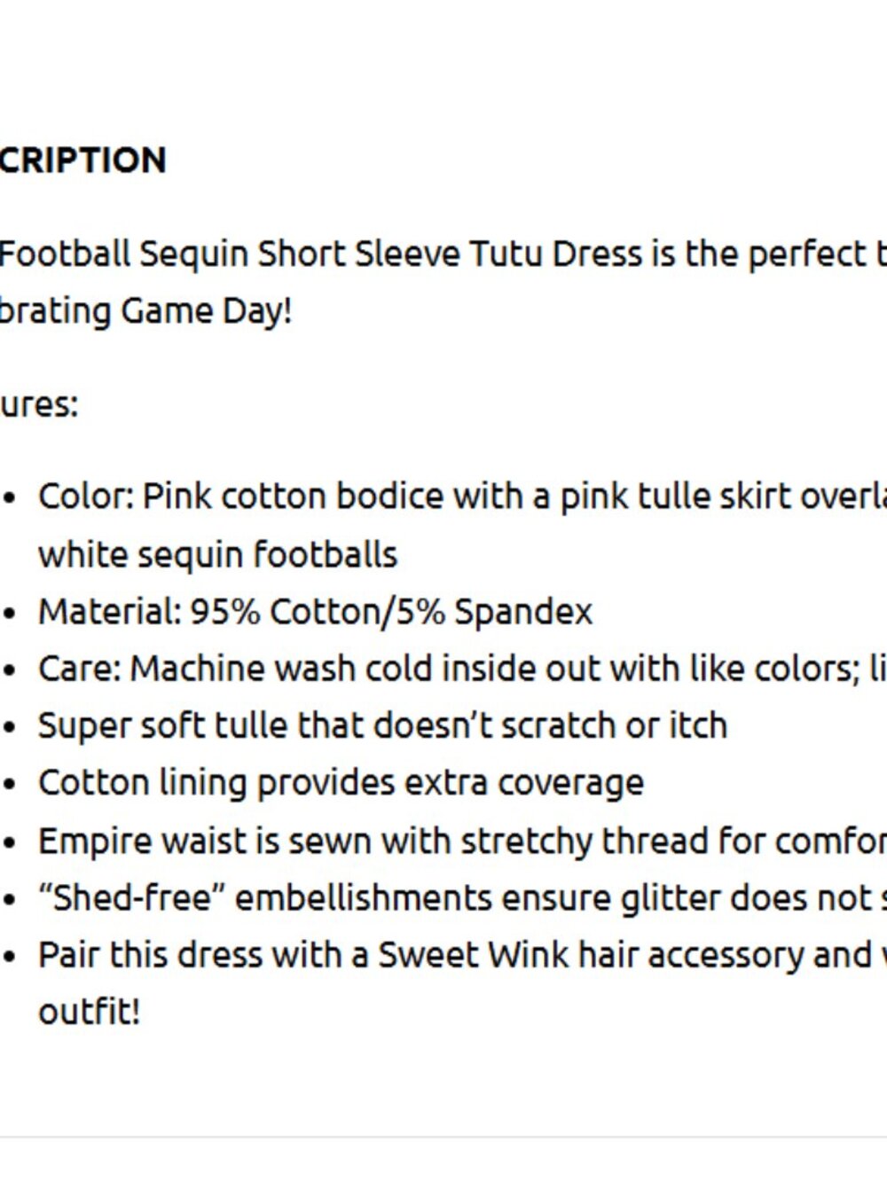 NWT SWEET WINK Girls Football Sequin Short Sleeve Pink Tutu Dress - Picture 7 of 7